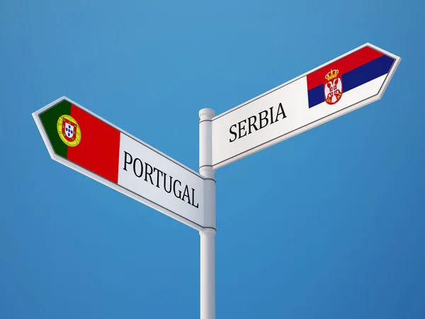 Serbia Portugal Firma el concepto de banderas — Foto de Stock