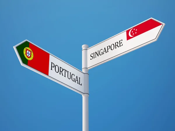 Singapore Portogallo Firma Bandiere Concetto — Foto Stock