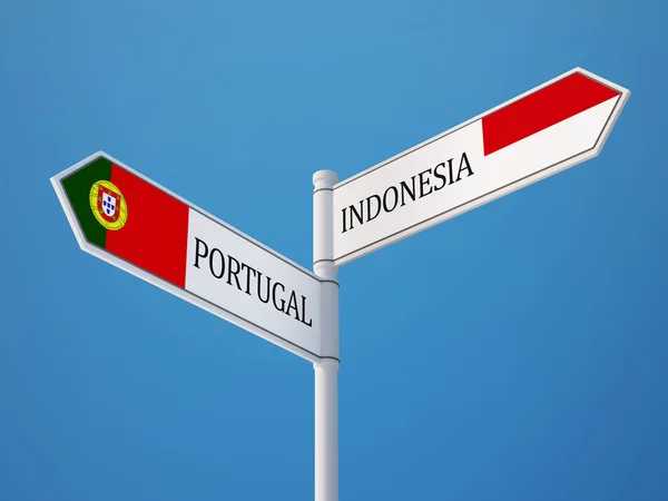 Indonesien portugal sign flags concept — Stockfoto