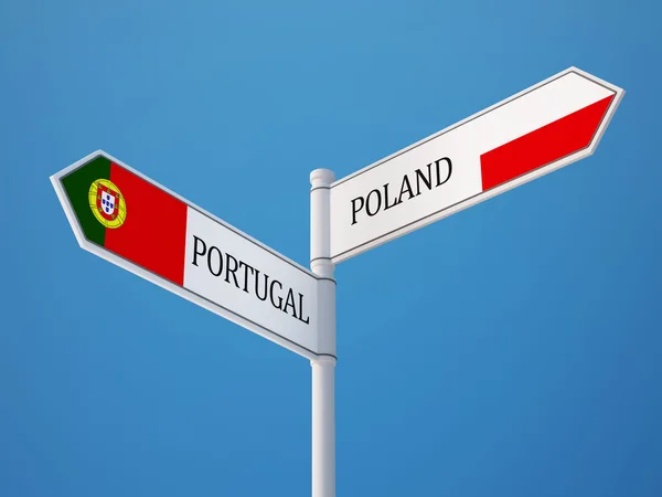 Polen Portugal tecken flaggor koncept — Stockfoto