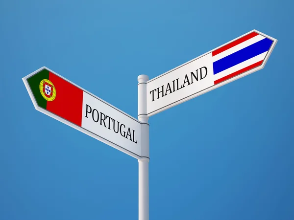Tailândia Portugal Signo Bandeiras Conceito — Fotografia de Stock