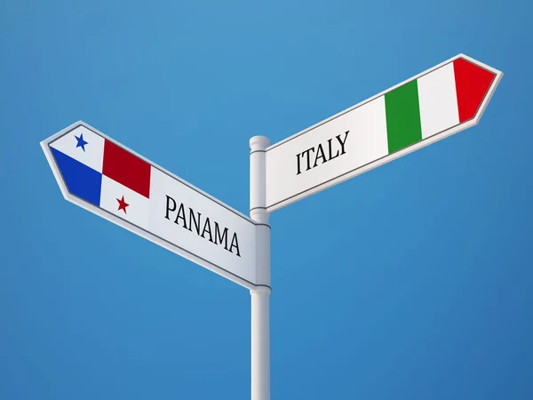 Panama Italie Signer Drapeaux Concept — Photo