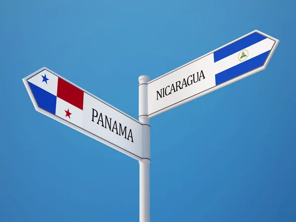 Panama Nicaragua tecken flaggor koncept — Stockfoto