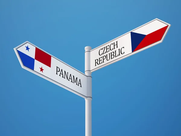 Panama Repubblica Ceca Firmare Flags Concept — Foto Stock