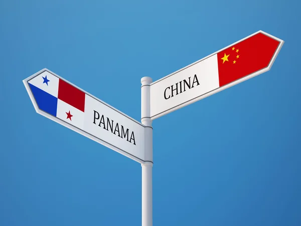 Panama Cina firma il concetto di bandiere — Foto Stock