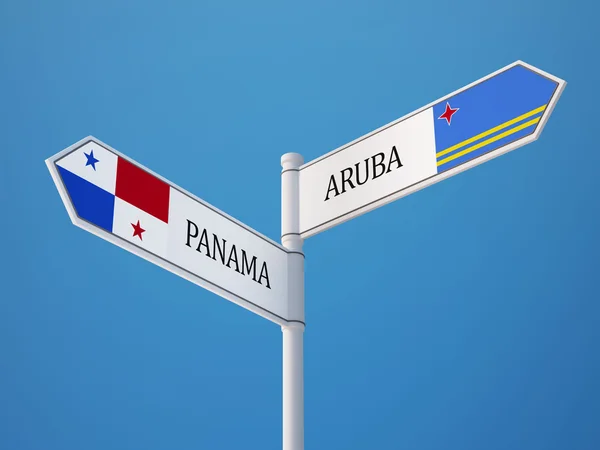 Panama Aruba flaggor koncept — Stockfoto