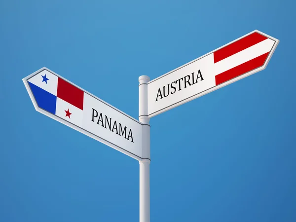 Panama Österrike underteckna flaggor koncept — Stockfoto