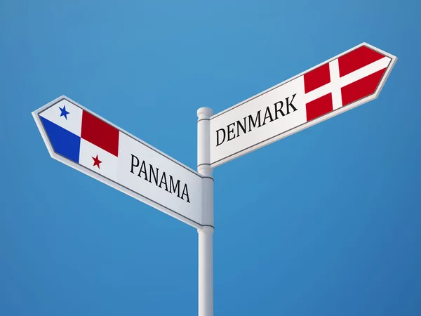 Panama Denmark  Sign Flags Concept — Stock Photo, Image