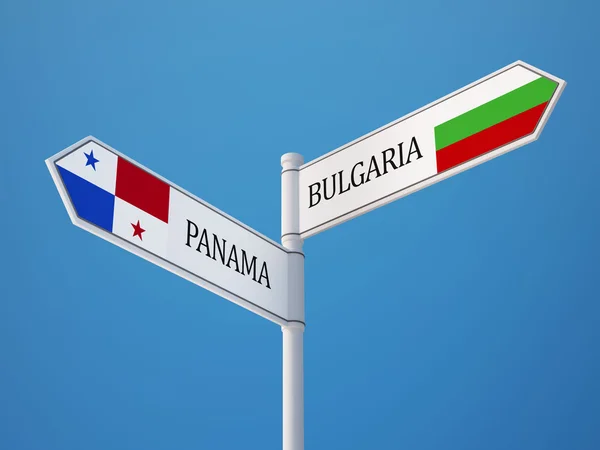 Panamá Bulgaria Firma Concepto de Banderas —  Fotos de Stock