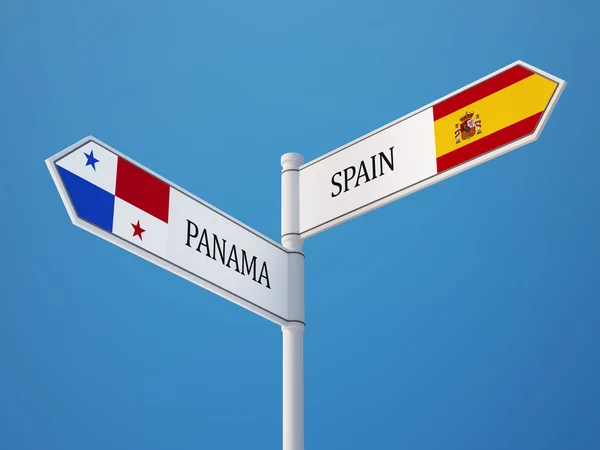 Panama Spain  Sign Flags Concept — Stock Photo, Image