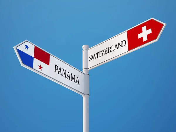 Panamá Suiza Firma Concepto de Banderas —  Fotos de Stock