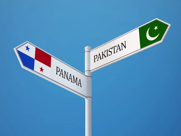 Panama Pakistan tecken flaggor koncept — Stockfoto