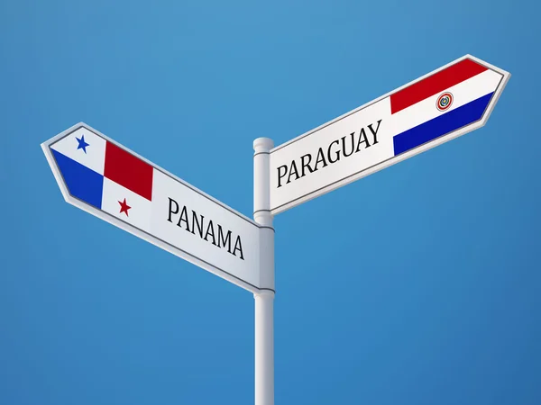 Paraguay Panama tecken flaggor koncept — Stockfoto