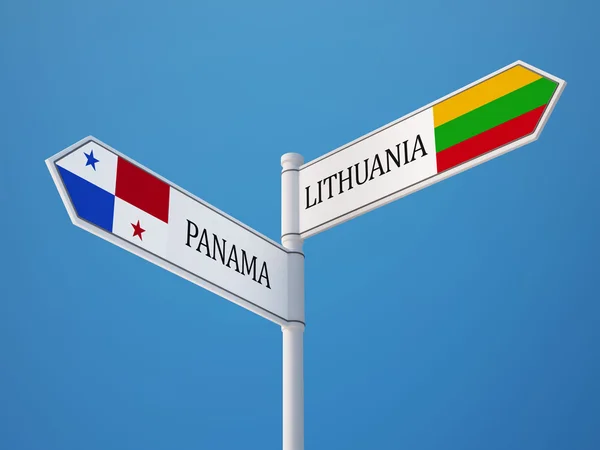 Lituania Panama Sign Flags Concept — Foto Stock