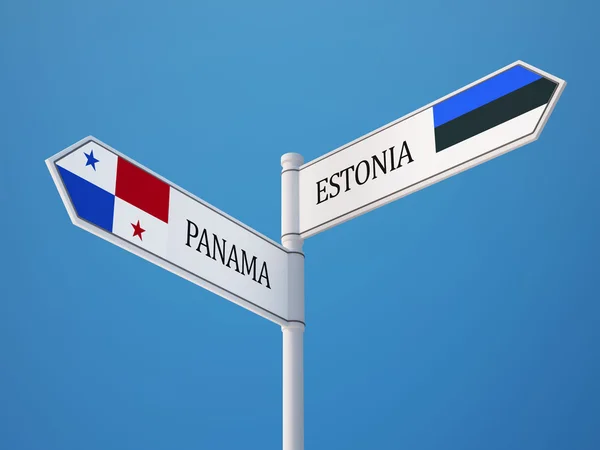Estonia Panama  Sign Flags Concept — Stock Photo, Image