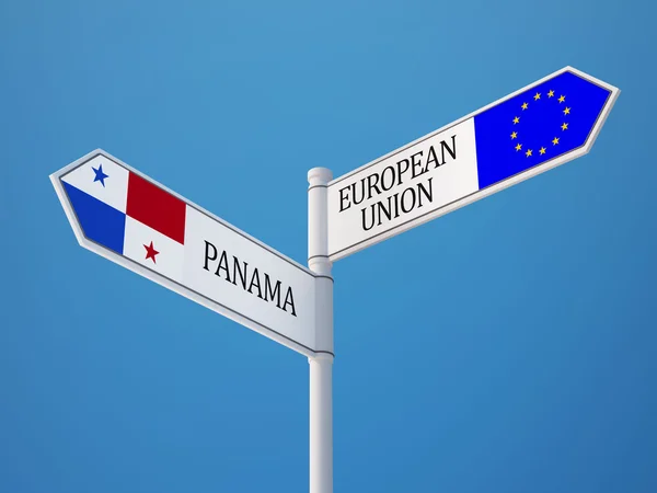 Unión Europea Panamá Firma Concepto de Banderas — Foto de Stock