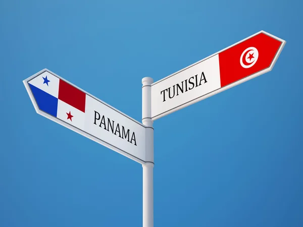 Tunisia panama sign flags konzept — Stockfoto