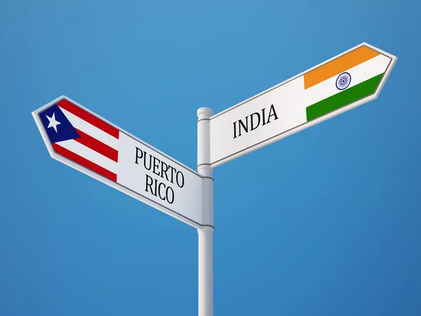 Puerto Rico India teken vlaggen Concept — Stockfoto
