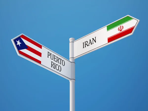 Puerto Rico Iran teken vlaggen Concept — Stockfoto