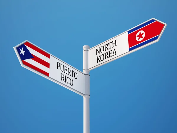 Puerto Rico Noord-Korea teken vlaggen Concept — Stockfoto