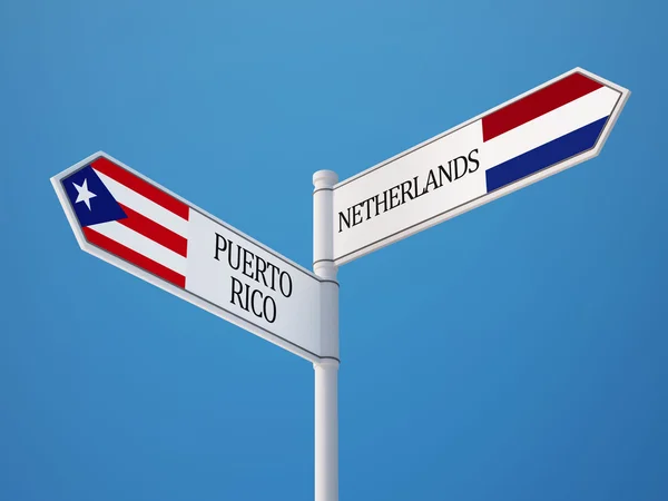Puerto Rico Nizozemsko znamení příznaky koncept — Stock fotografie