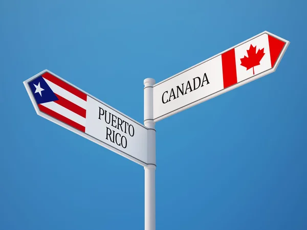 Puerto Rico Canada  Sign Flags Concept — Stock Photo, Image