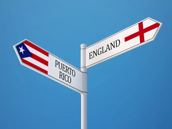 Puerto Rico England  Sign Flags Concept — Stock Photo, Image