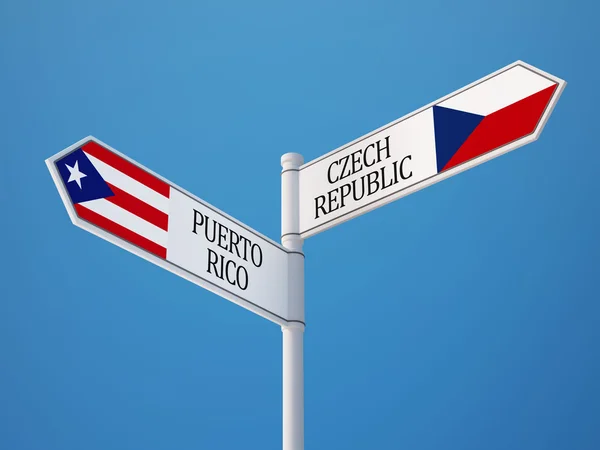 Puerto Rico Tjeckien underteckna flaggor koncept — Stockfoto