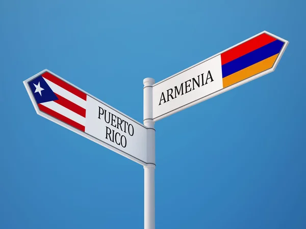 Puerto Rico Armenia Firma el Concepto de Banderas —  Fotos de Stock