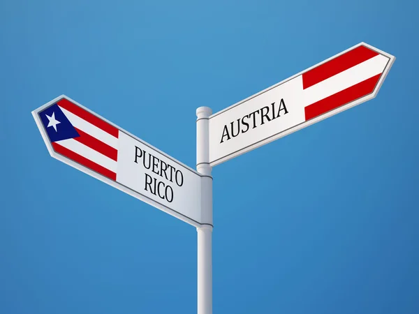 Puerto Rico Oostenrijk teken vlaggen Concept — Stockfoto