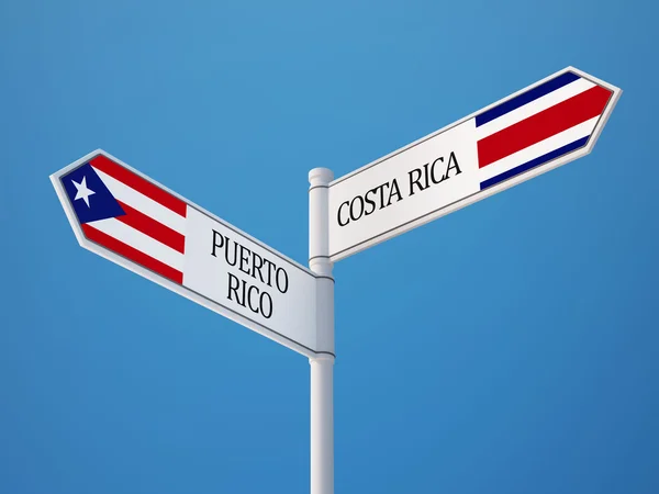 波多黎各哥斯达黎加标志概念 — 图库照片