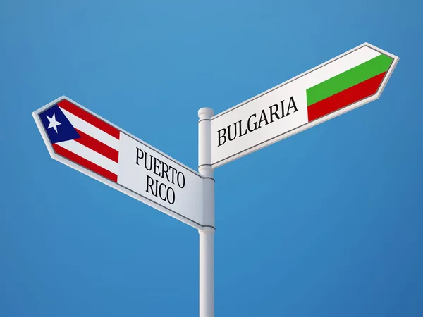 Puerto Rico Bulgarije teken vlaggen Concept — Stockfoto
