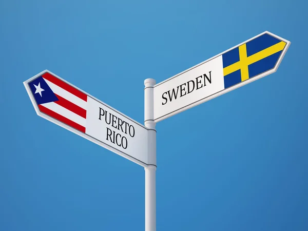 Puerto Rico Zweden teken vlaggen Concept — Stockfoto