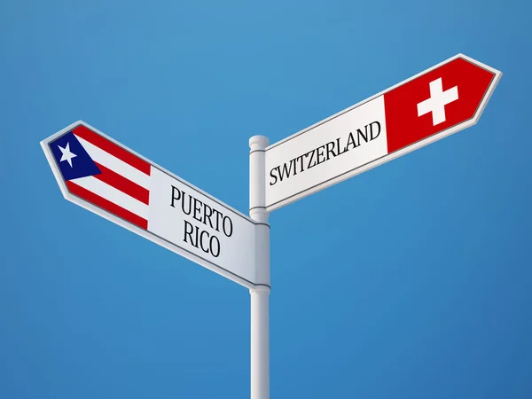 Puerto Rico Zwitserland teken vlaggen Concept — Stockfoto