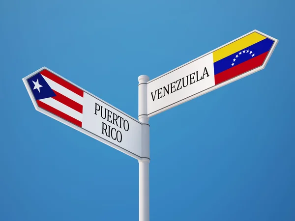Porto Riko Venezuela işaret bayrakları kavramı — Stok fotoğraf