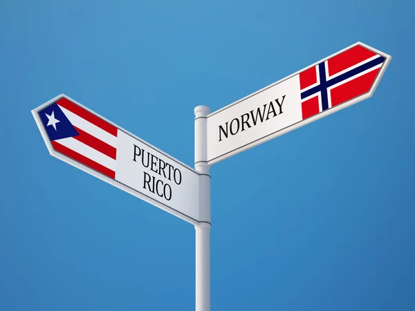 Puerto rico norwegen zeichen flaggen konzept — Stockfoto