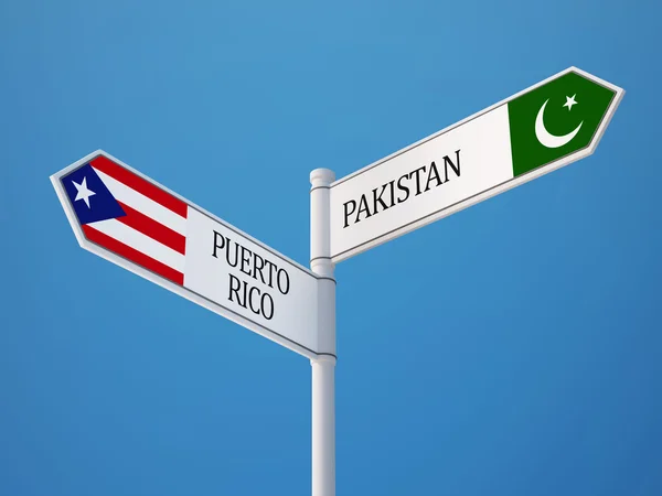 Puerto Rico Pakistan tecken flaggor koncept — Stockfoto
