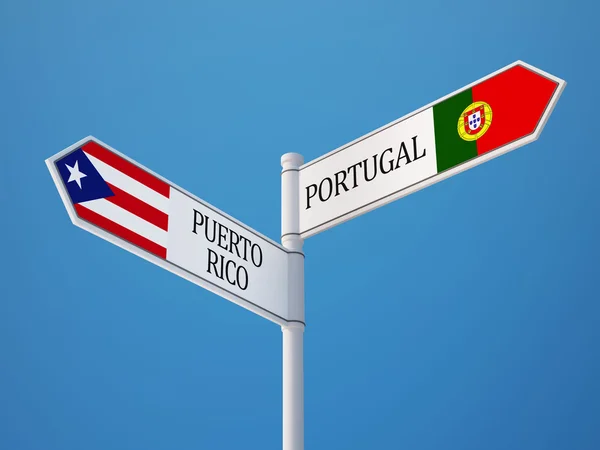 Puerto rico portugal sign flags konzept — Stockfoto