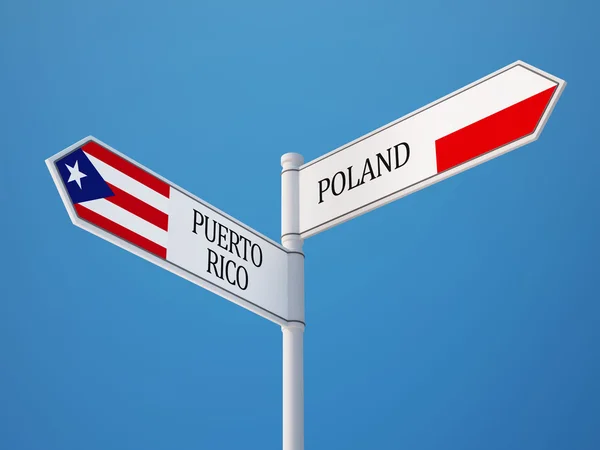 Poland Puerto Rico  Sign Flags Concept — Stock Photo, Image