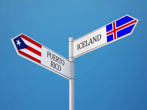 Iceland puerto rico unterzeichnen flaggen konzept — Stockfoto