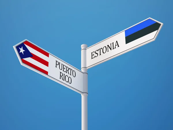 Estonia Puerto Rico  Sign Flags Concept — Stock Photo, Image