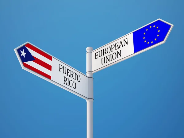 Europese Unie Puerto Rico teken vlaggen Concept — Stockfoto