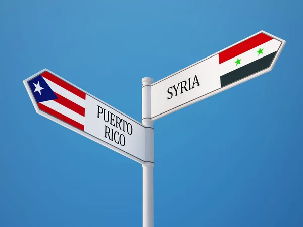 Syrien Puerto Rico tecken flaggor koncept — Stockfoto