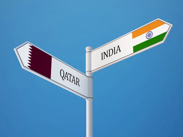 Katar Hindistan işaret bayrakları kavramı — Stok fotoğraf