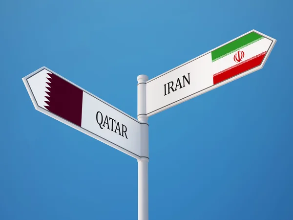 Katar Iran işaret bayrakları kavramı — Stok fotoğraf