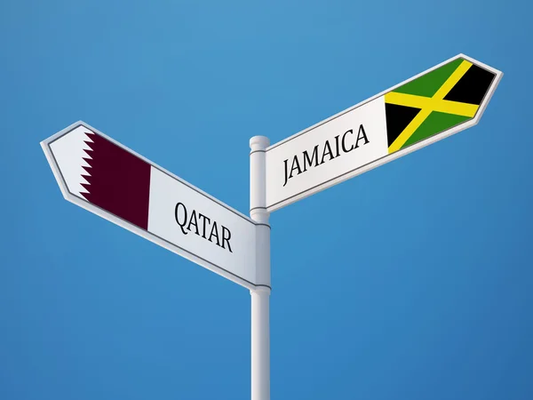 Qatar Jamaica  Sign Flags Concept — Stock Photo, Image