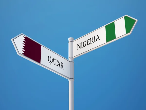 Qatar Nigeria Sign Flags Concepto —  Fotos de Stock