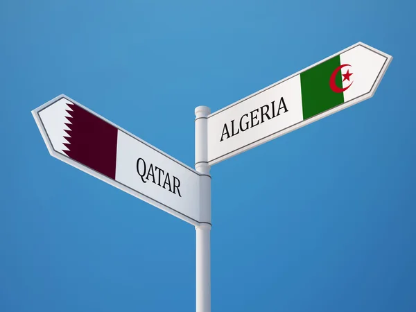 Qatar Algérie Signer Drapeaux Concept — Photo