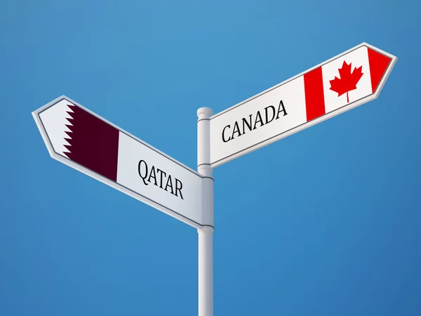 Qatar Canada signerer flagg – stockfoto