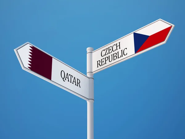 카타르 체코 공화국 서명 깃발 개념 — 스톡 사진